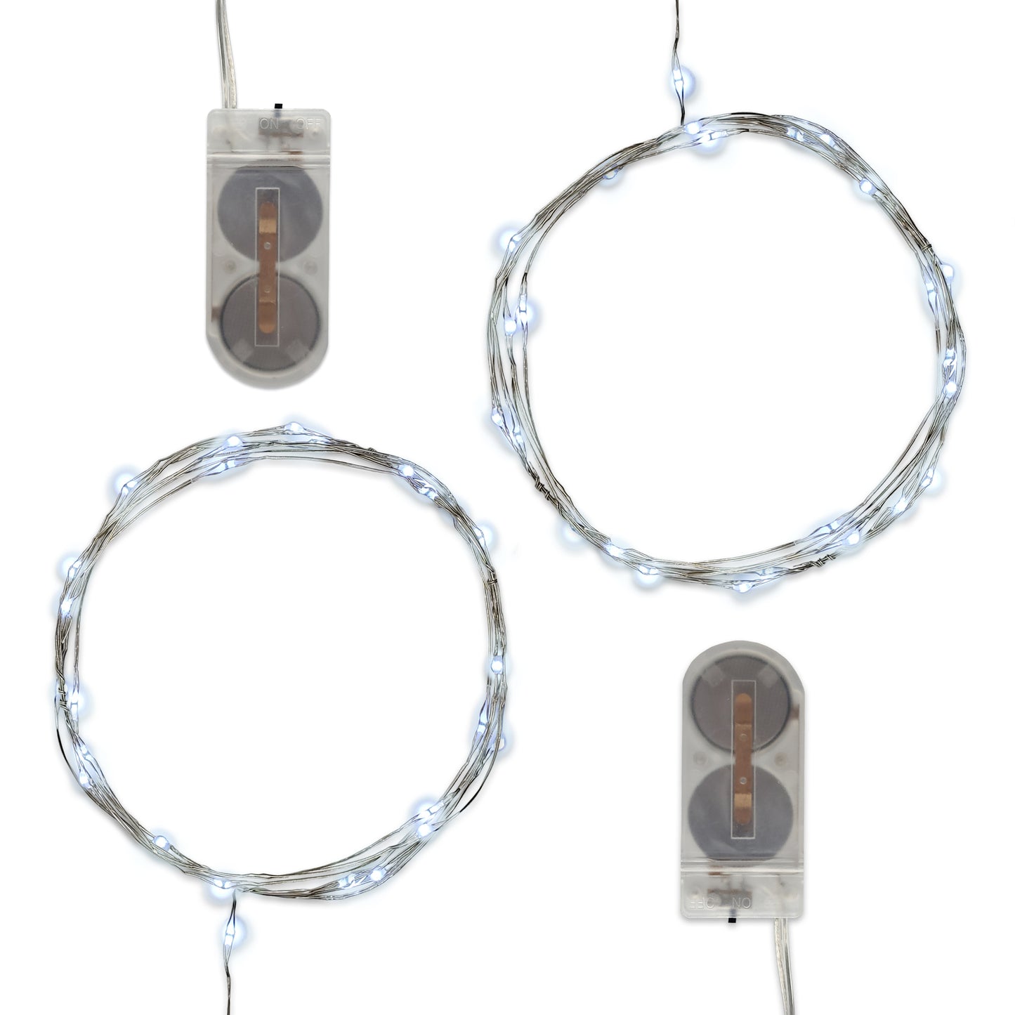 Battery Operated LED Fairy String Lights, Cool White - Set of 2