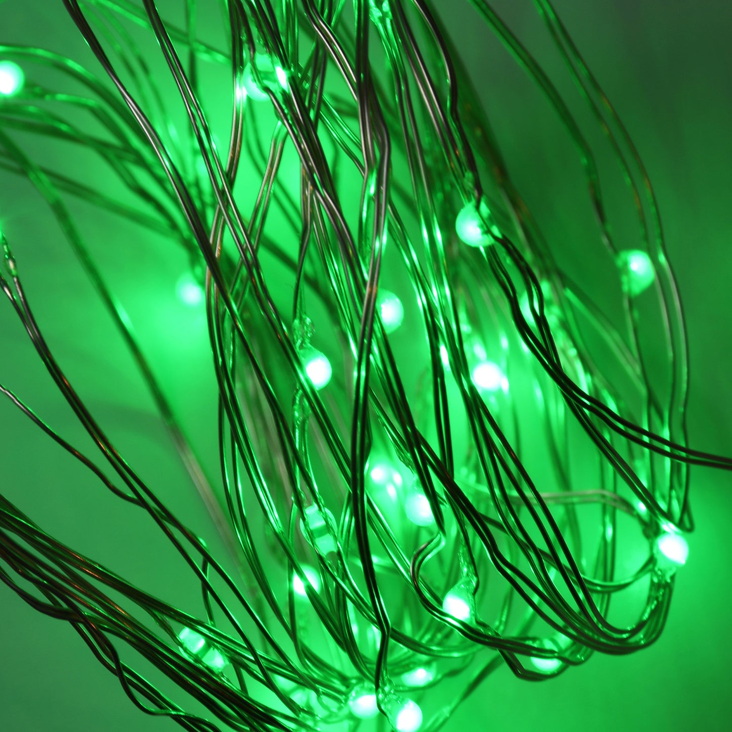 Battery Operated LED Fairy String Lights, Green - Set of 2
