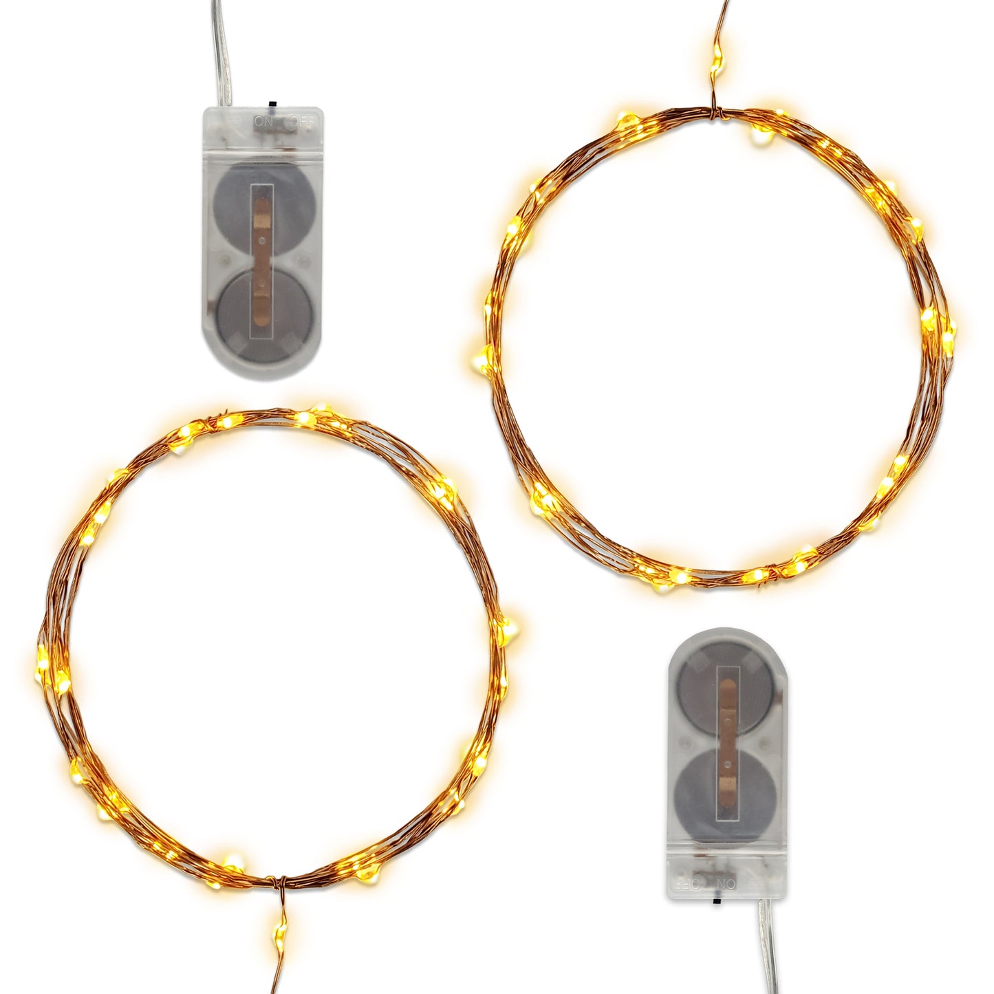 Battery Operated LED Fairy String Lights, Copper - Set of 2