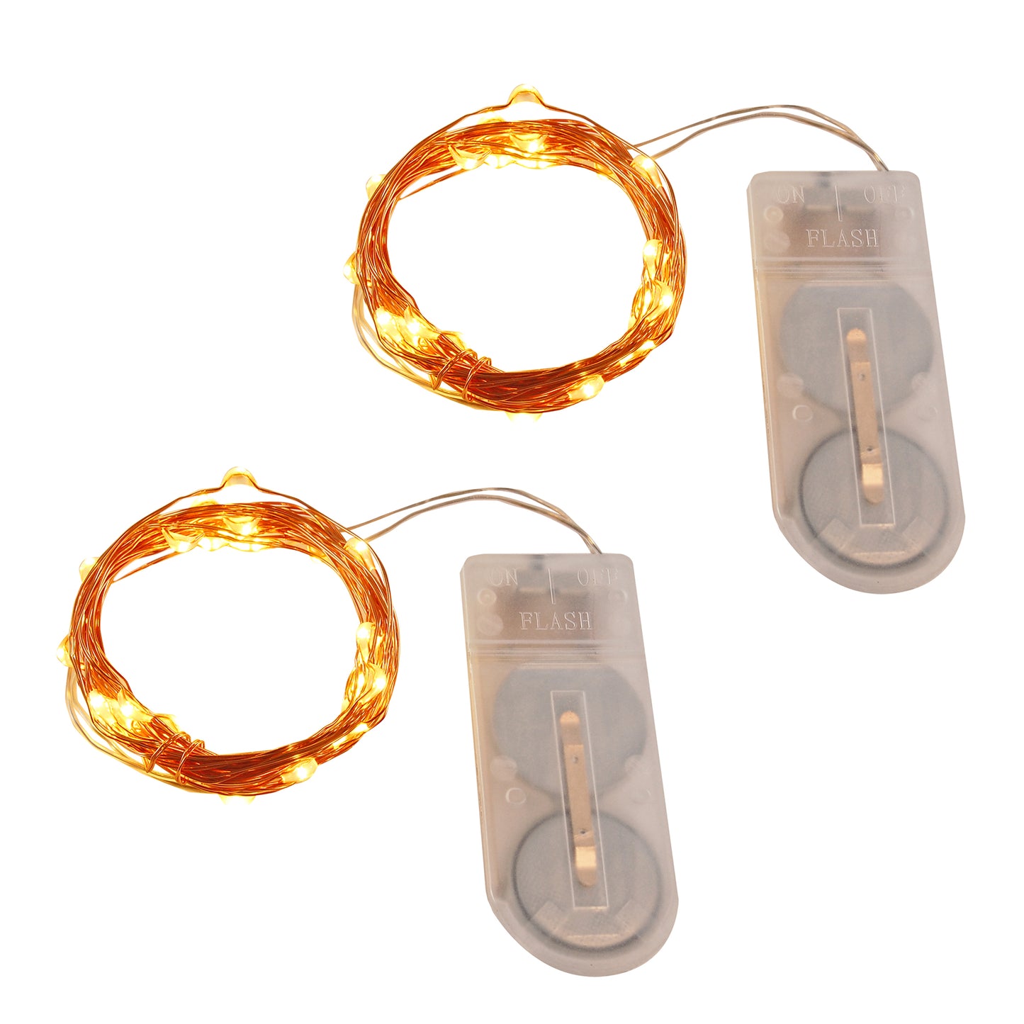 Battery Operated LED Fairy String Lights, Copper - Set of 2