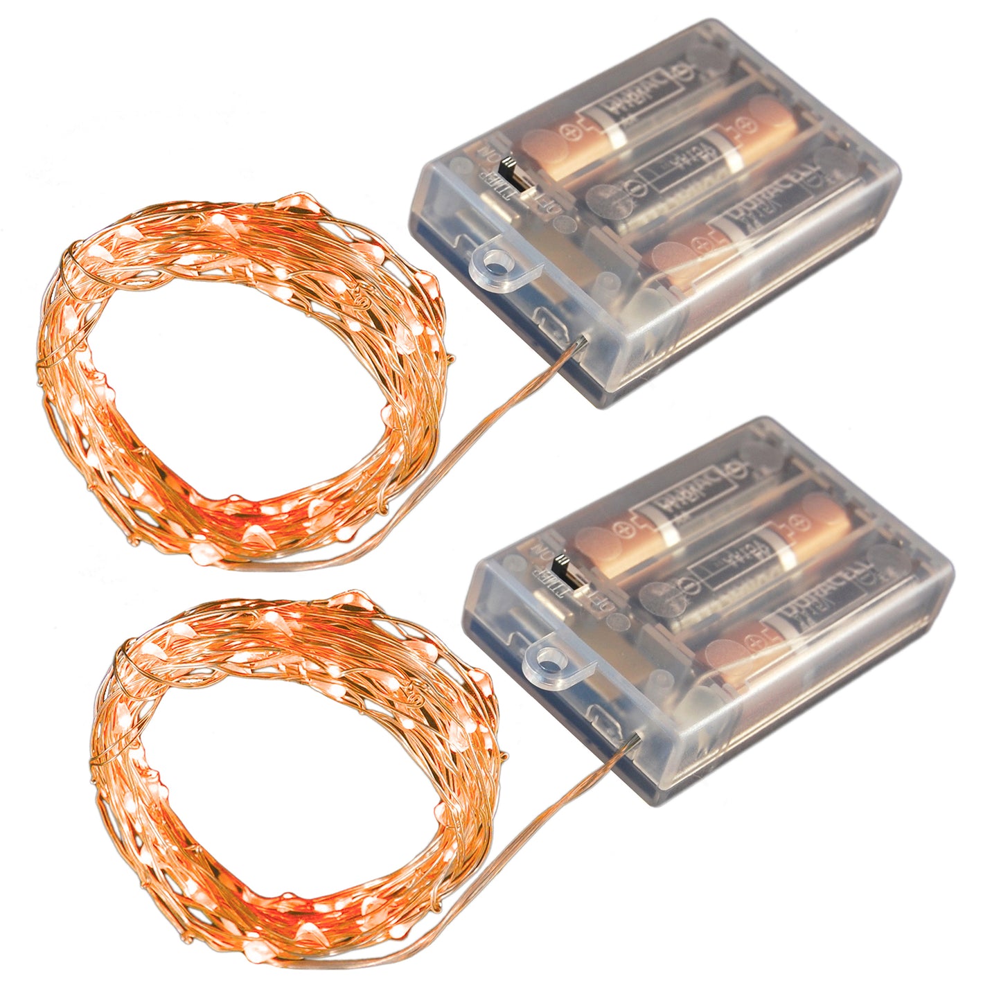 Battery Operated LED Fairy String Lights - Set of 2 - Orange