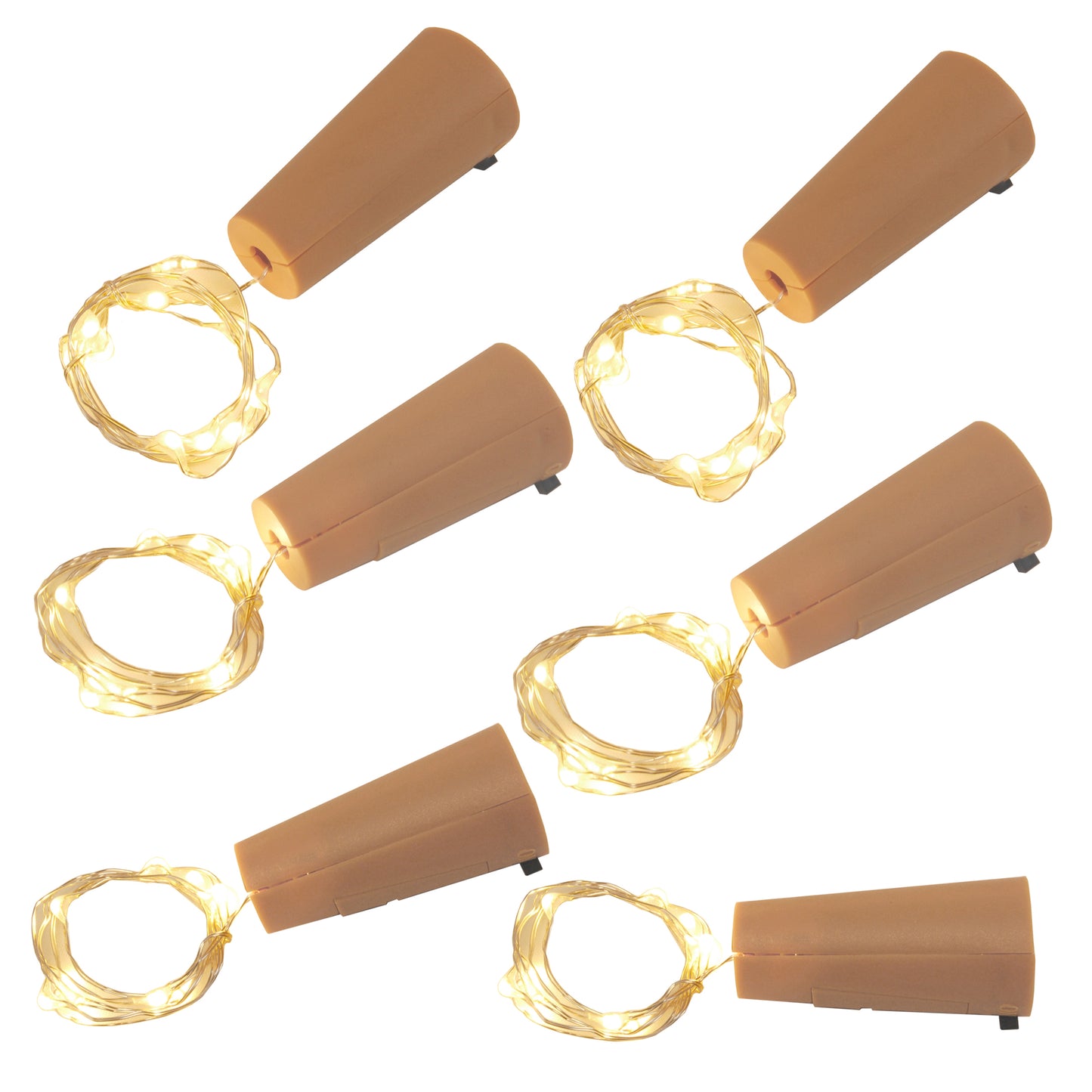 Battery Operated Wine Cork with Fairy String Lights - Set of 6 - Warm White