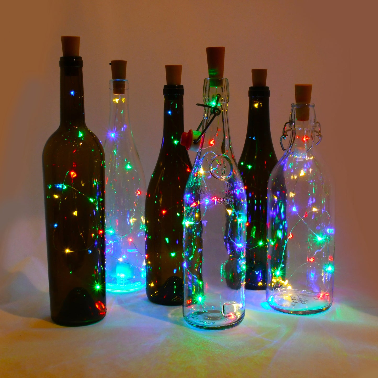 Battery Operated Wine Cork with Fairy String Lights - Set of 6 - Multi Color