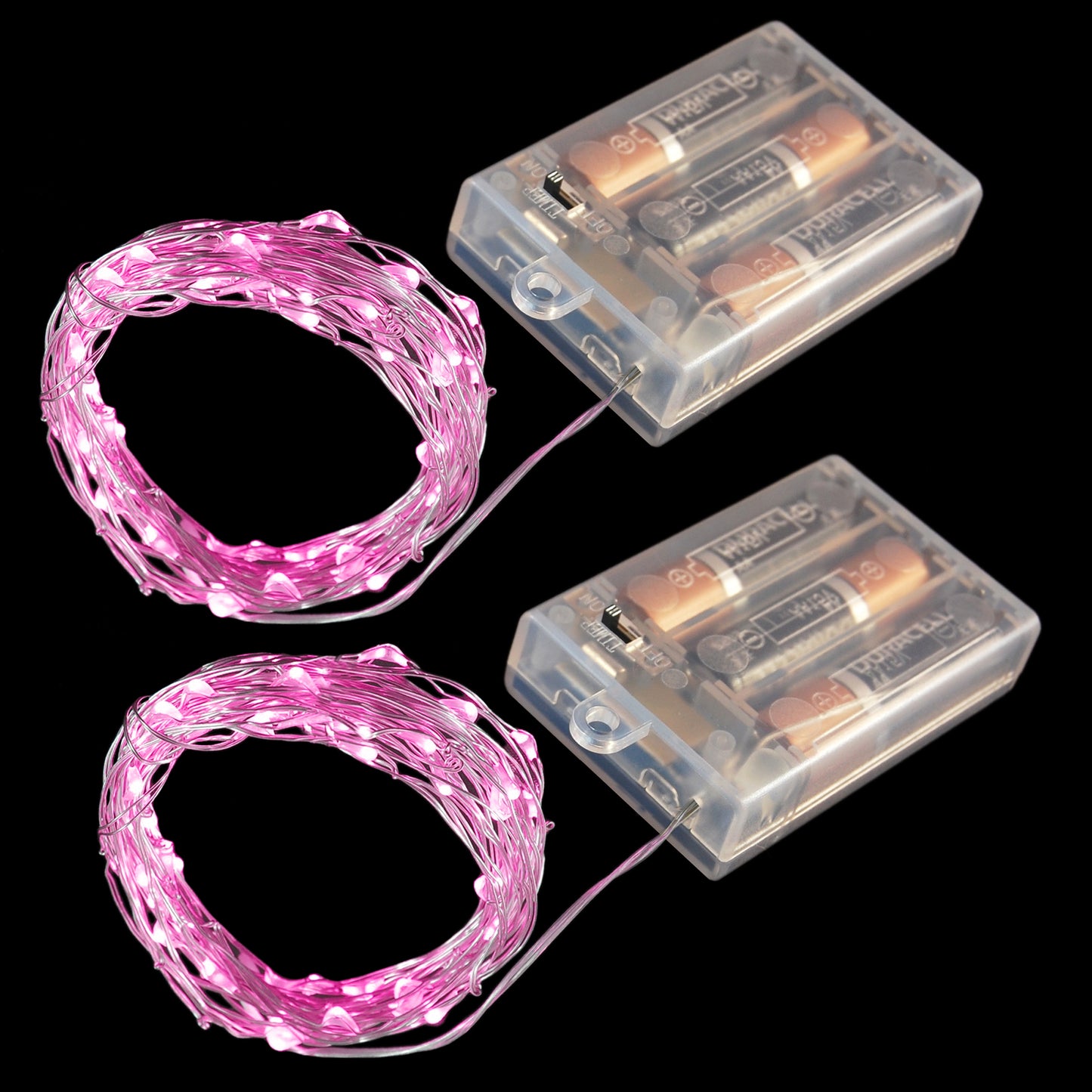 Battery Operated LED Fairy String Lights - Set of 2 - Pink