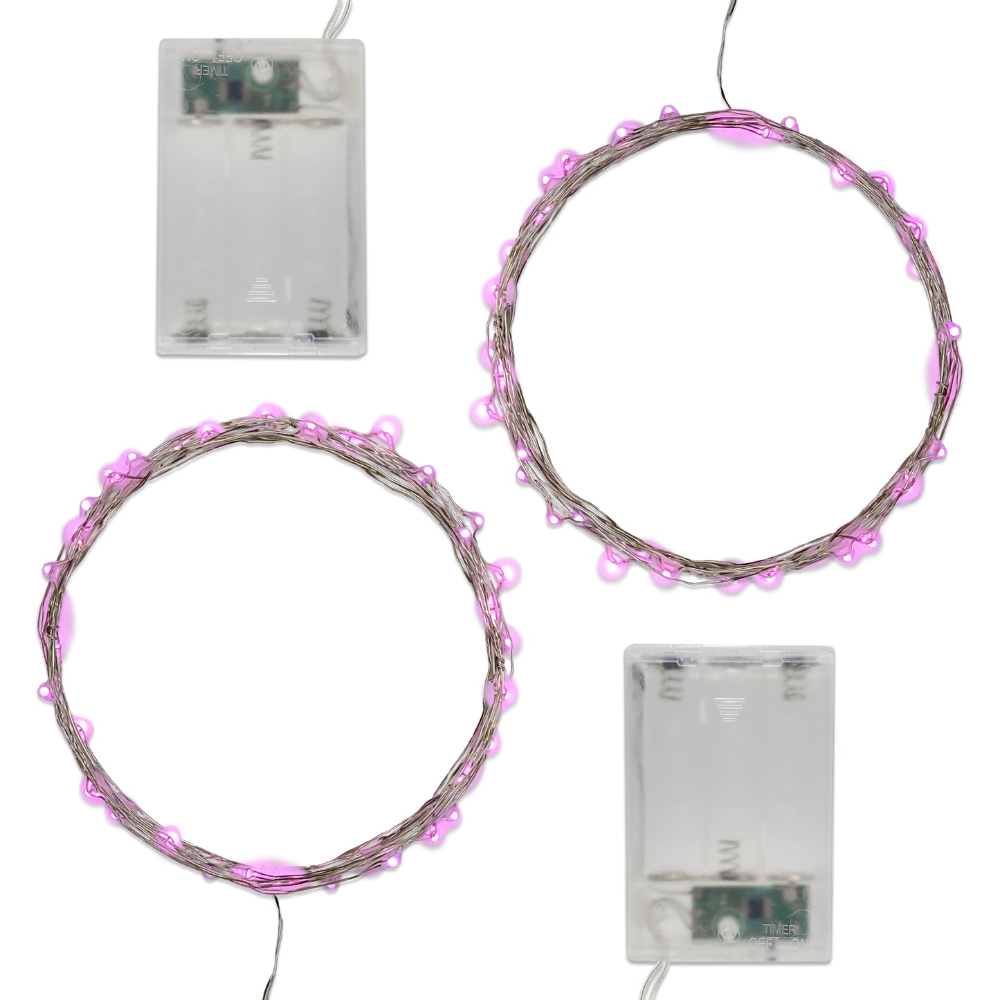 Battery Operated LED Fairy String Lights - Set of 2 - Pink