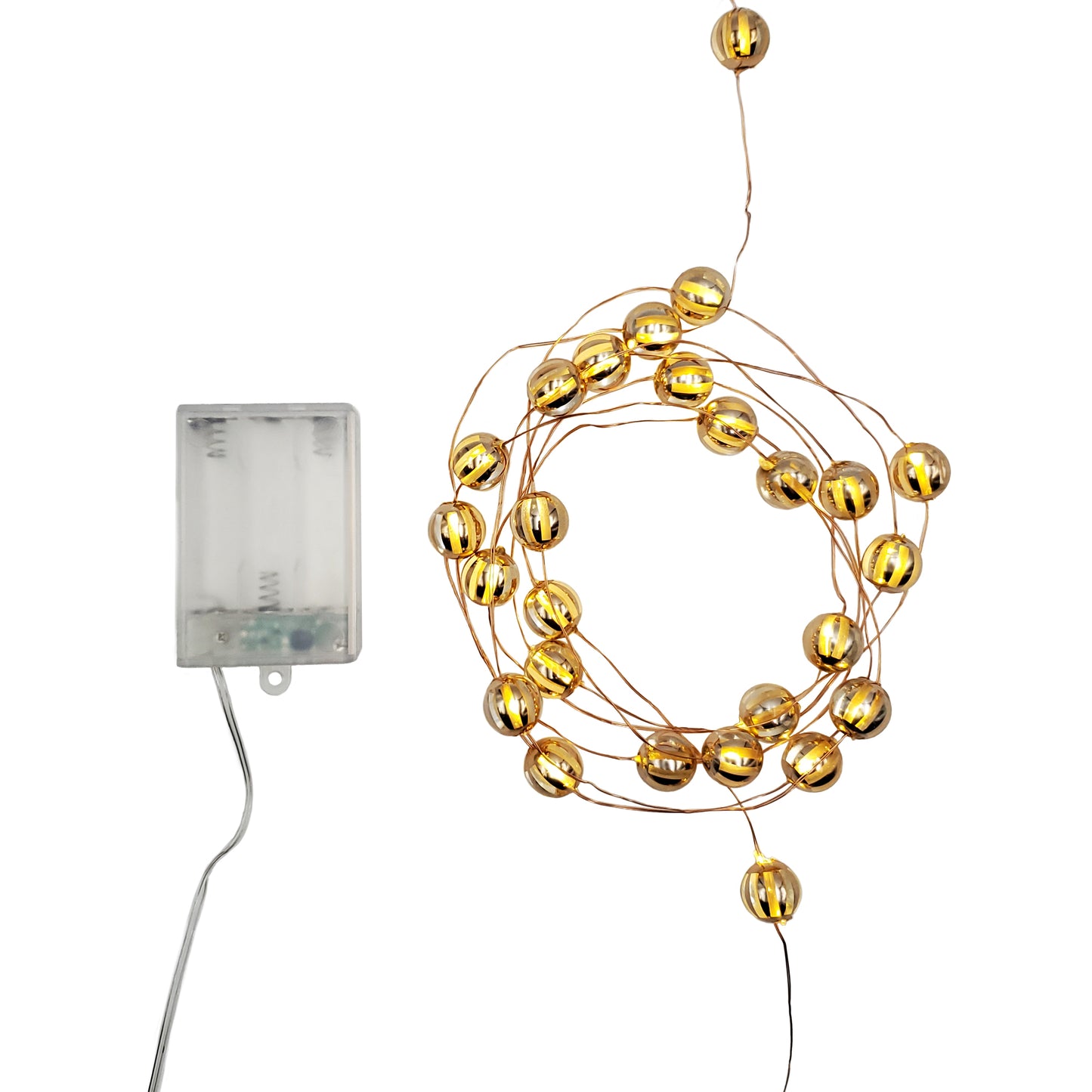 Battery Operated LED Mini String Lights with Gold Balls