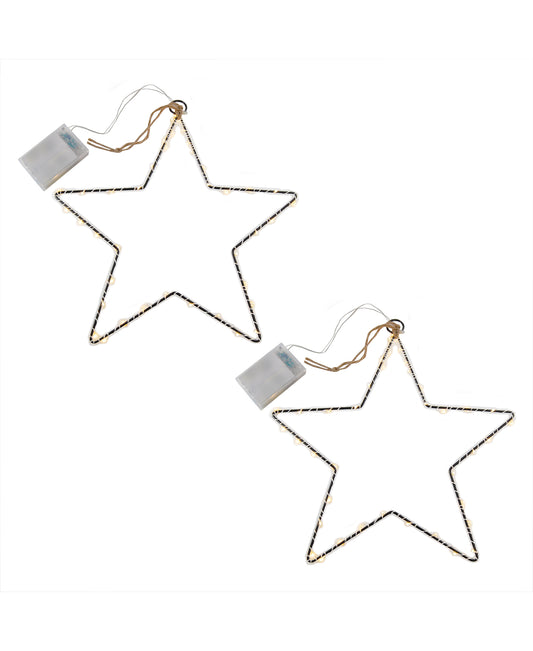 Battery Operated LED Lighted Metal Stars - 2-40 Light Stars