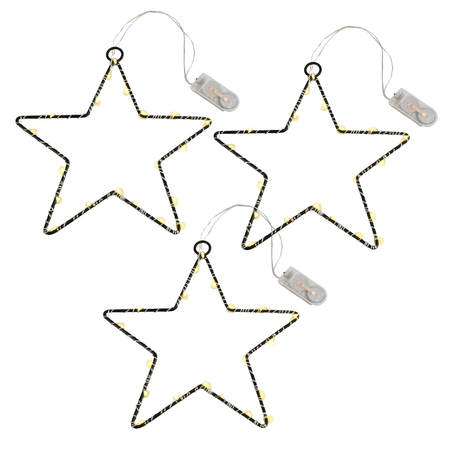 Battery Operated LED Lighted Metal Stars - 3-20 Light Stars