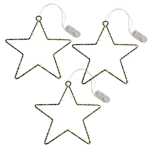 Battery Operated LED Lighted Metal Stars - 3-20 Light Stars