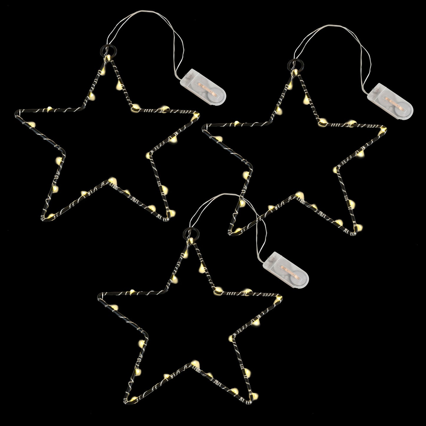 Battery Operated LED Lighted Metal Stars - 3-20 Light Stars