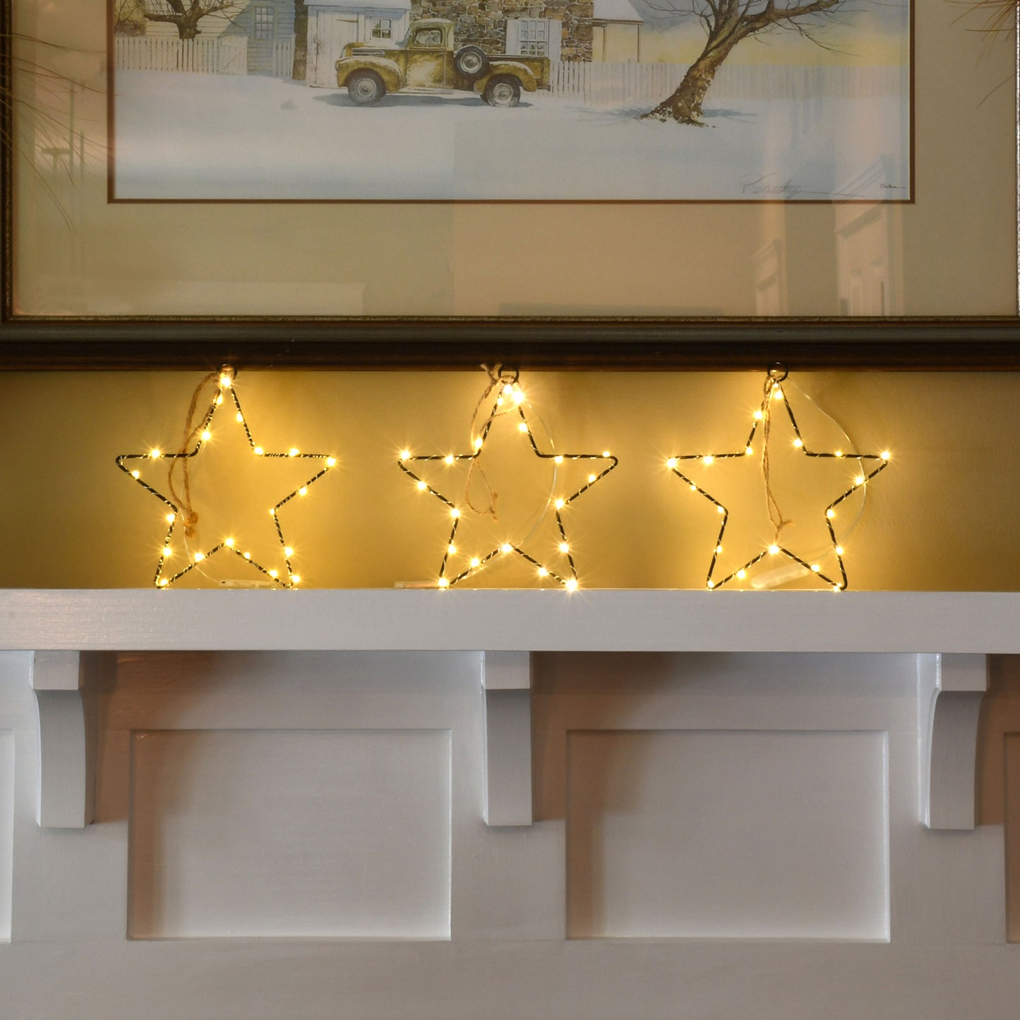 Battery Operated LED Lighted Metal Stars - 3-20 Light Stars