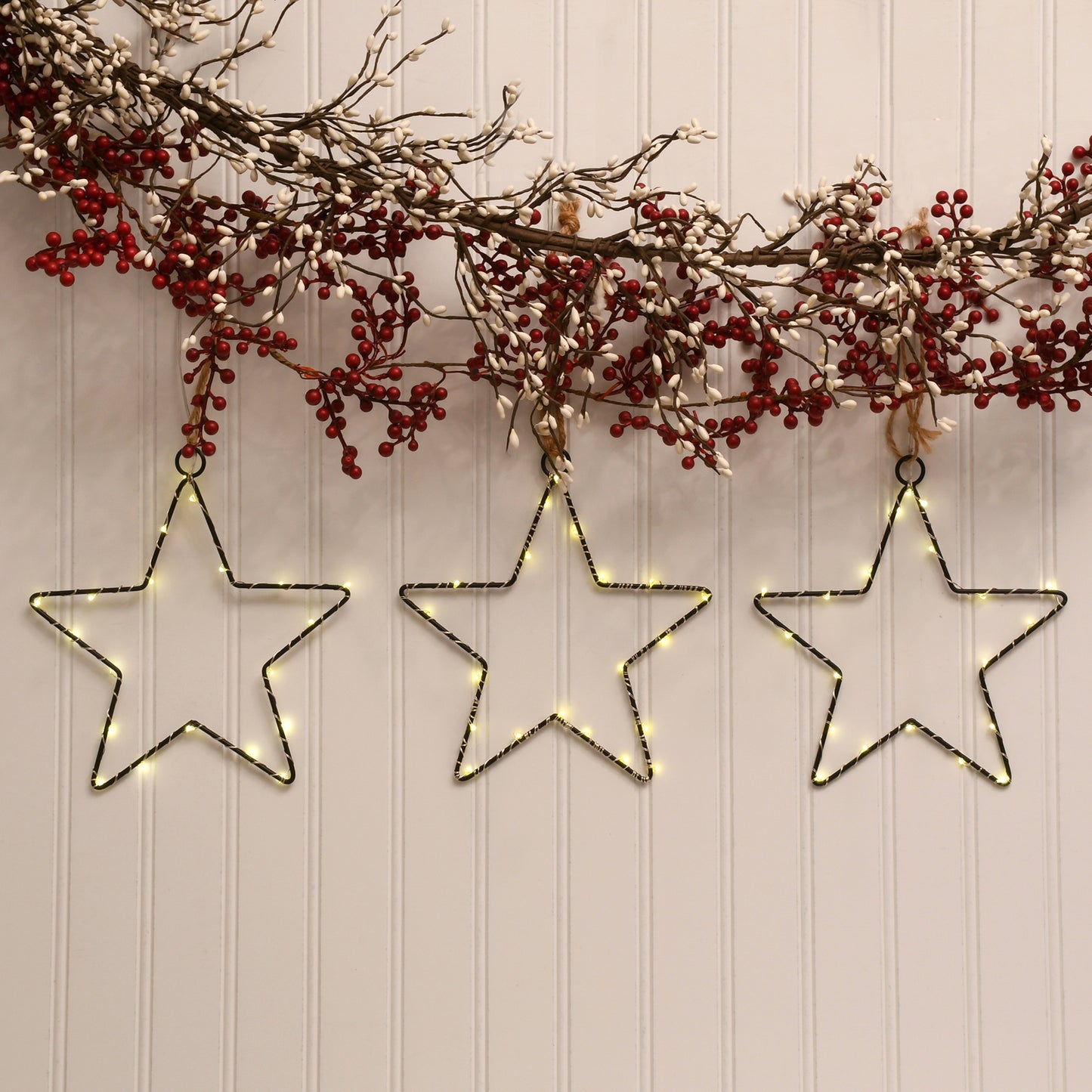 Battery Operated LED Lighted Metal Stars - 3-20 Light Stars