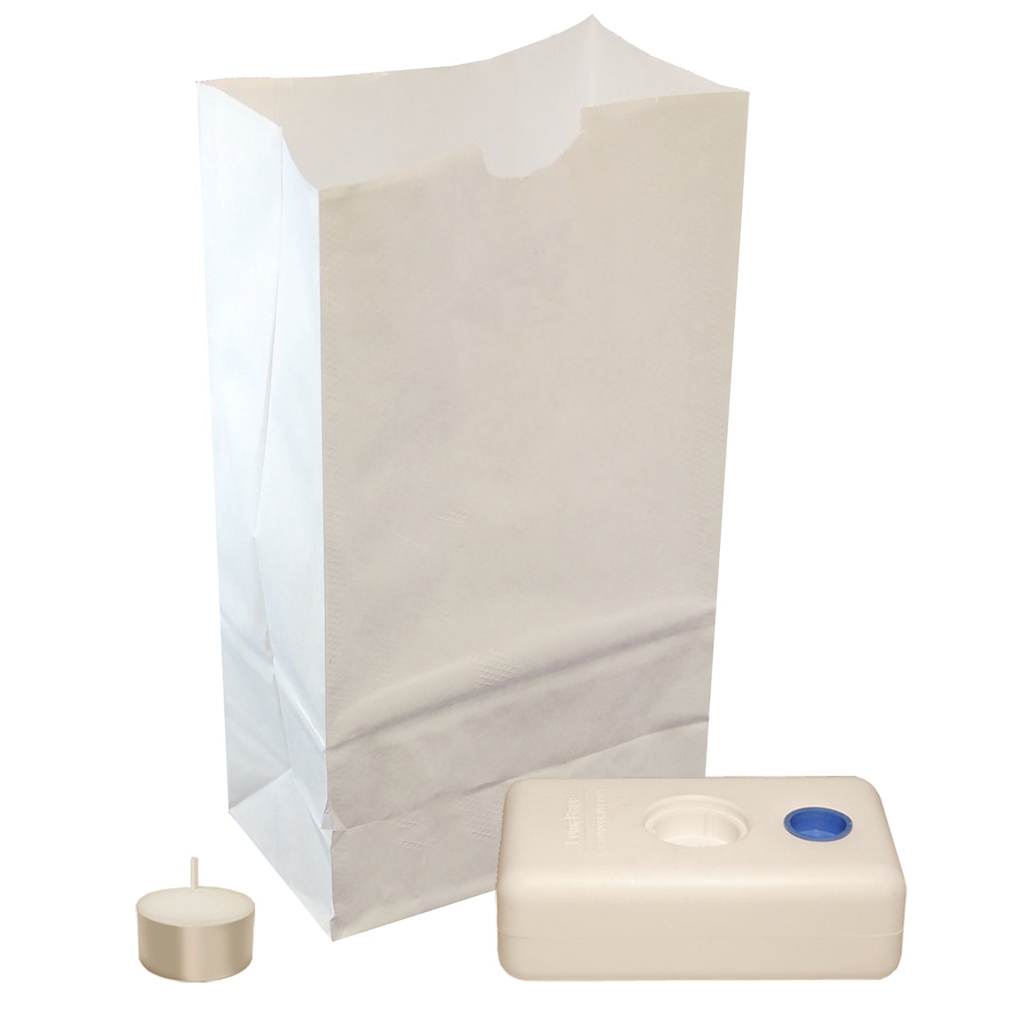Luminaria Kit - Paper Bags, Tea Light Candles and LumaBases - Set of 100