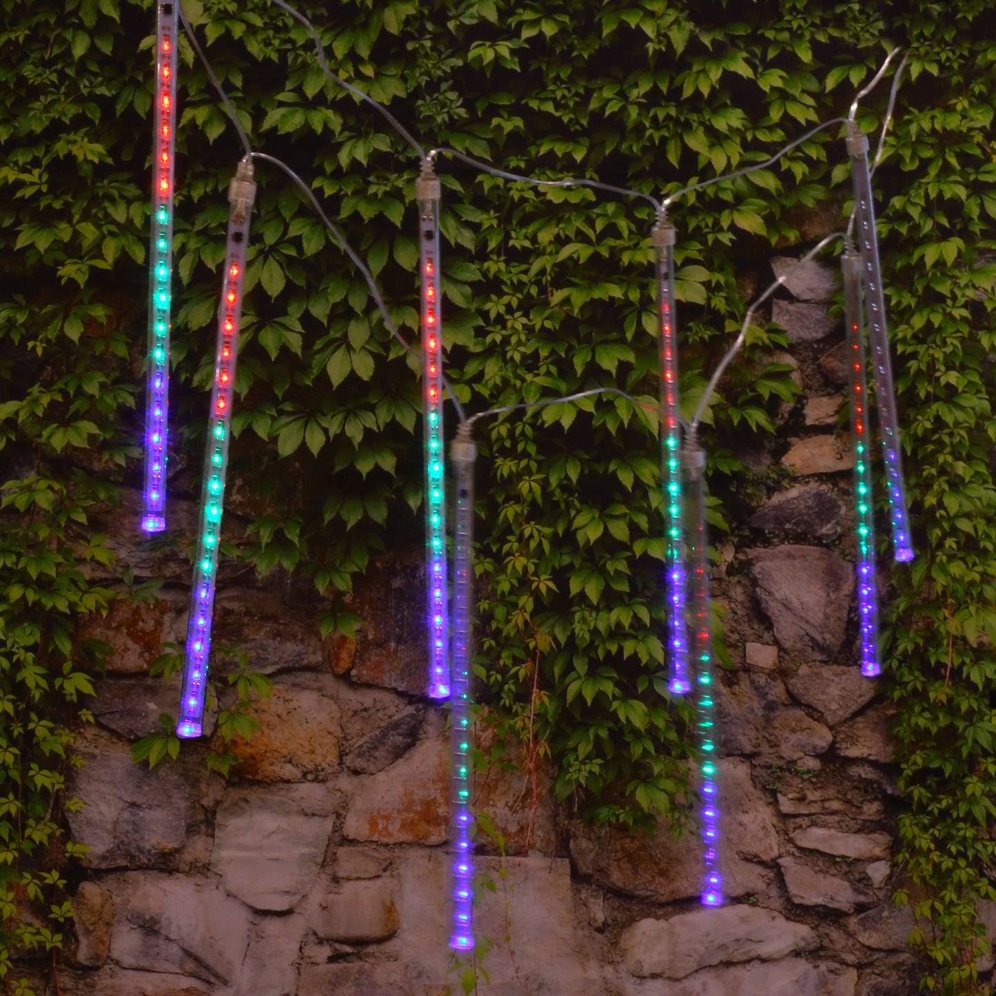 Solar Powered LED Meteor Lights with 8 Light Tubes - Color Changing