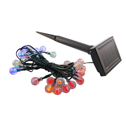 Solar Powered String Lights with Faceted Balls - Multicolor