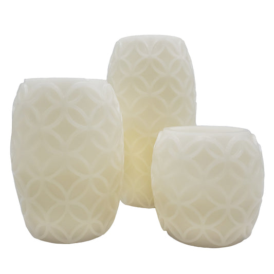 Battery Operated Textured Wax LED Candles - Set of 3