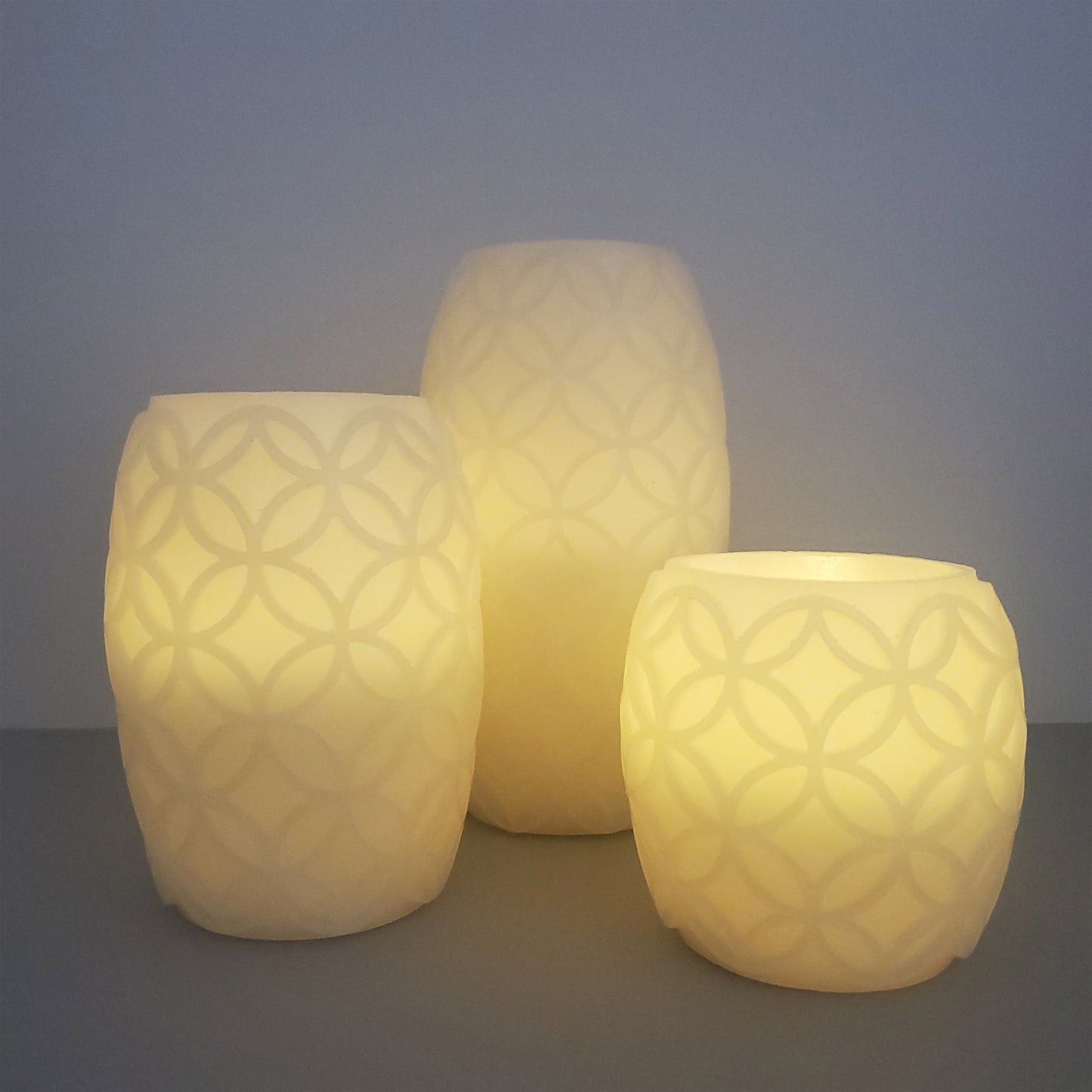 Battery Operated Textured Wax LED Candles - Set of 3