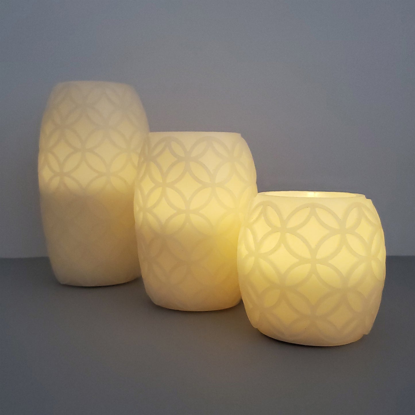 Battery Operated Textured Wax LED Candles - Set of 3