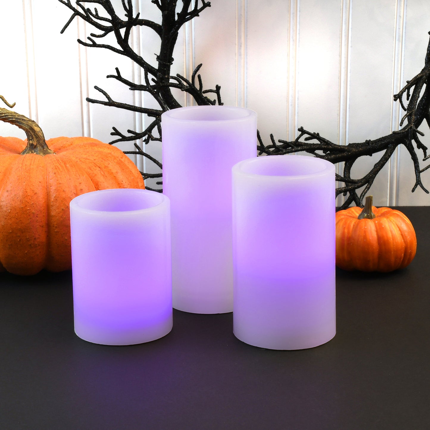 Battery Operated Multifunction Wax LED Candles, Round - Set of 3