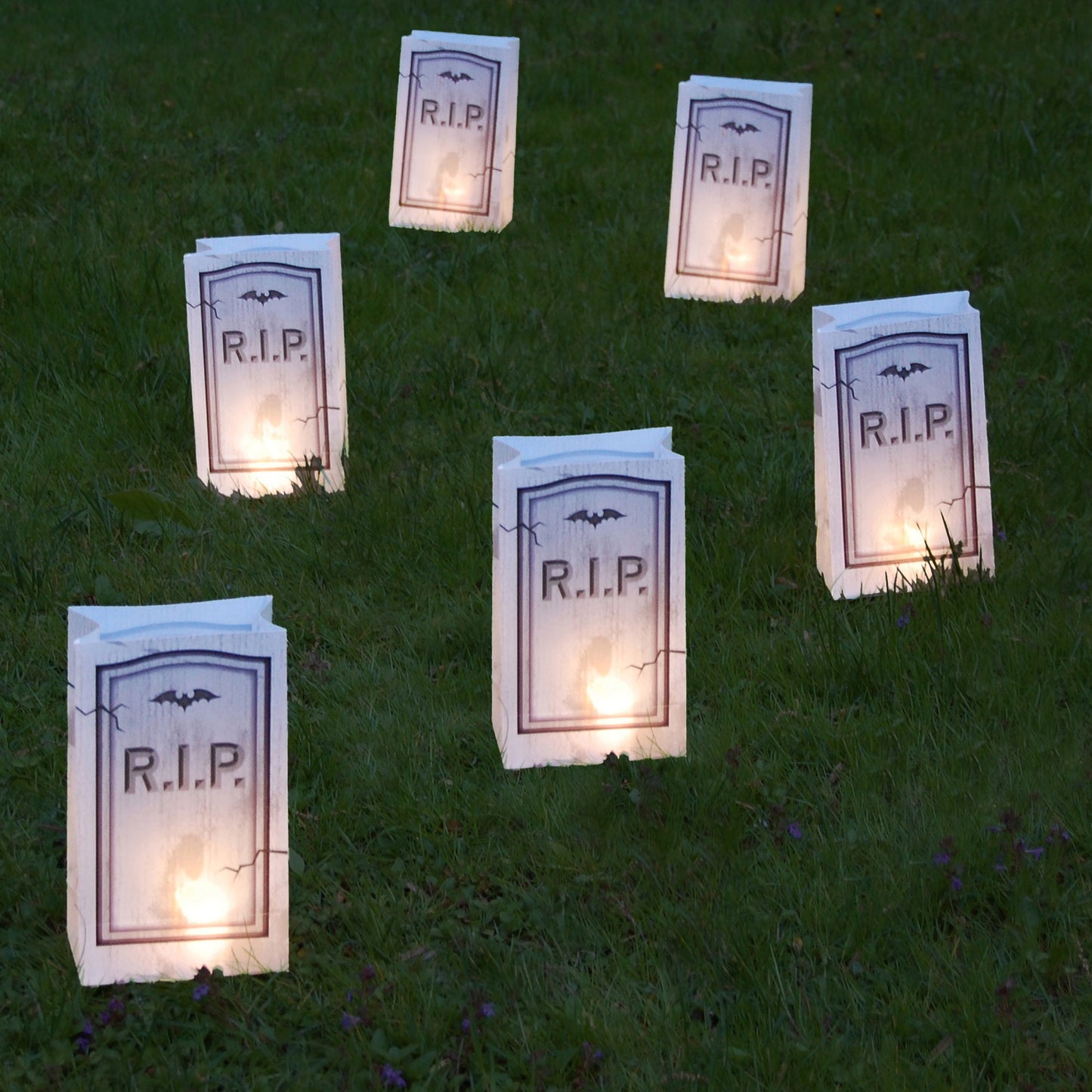 Battery Operated Luminaria Kit, Tombstone - Set of 6