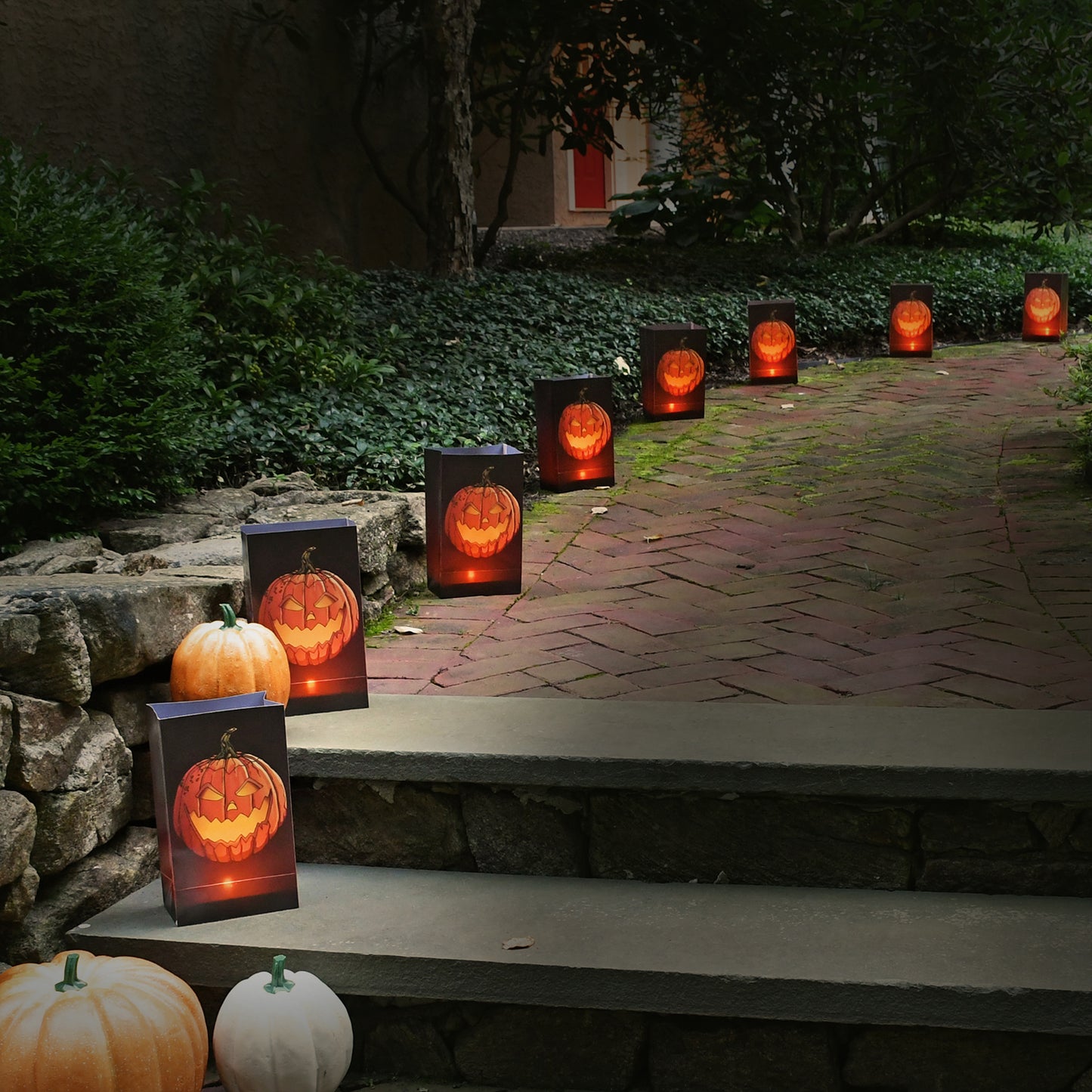 Battery Operated Luminaria Kit, Jack O' Lantern - Set of 6