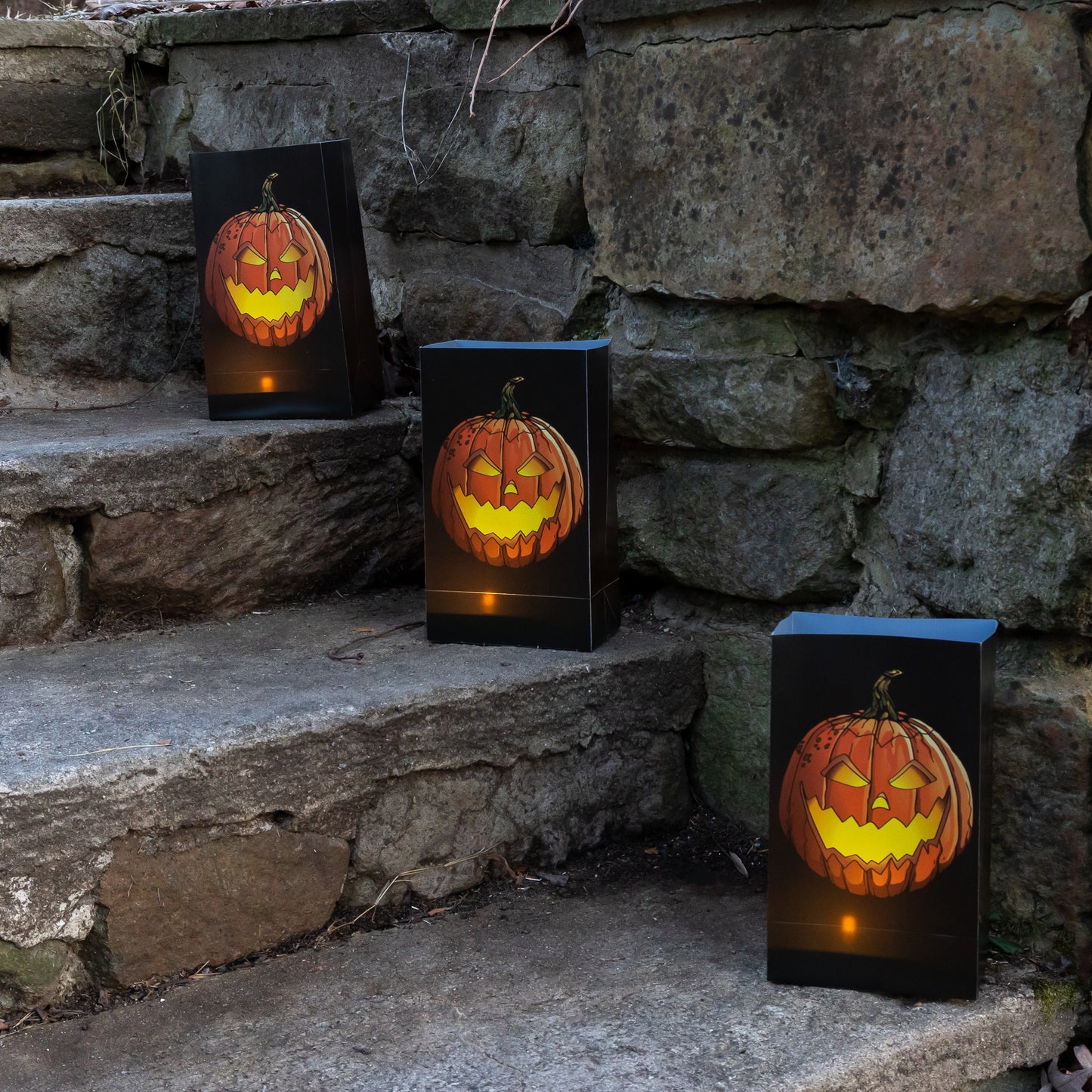 Battery Operated Luminaria Kit, Jack O' Lantern - Set of 6