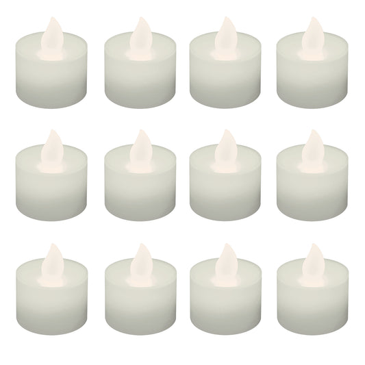 Battery Powered LED Flickering Tealights - Set of 12 - Warm White