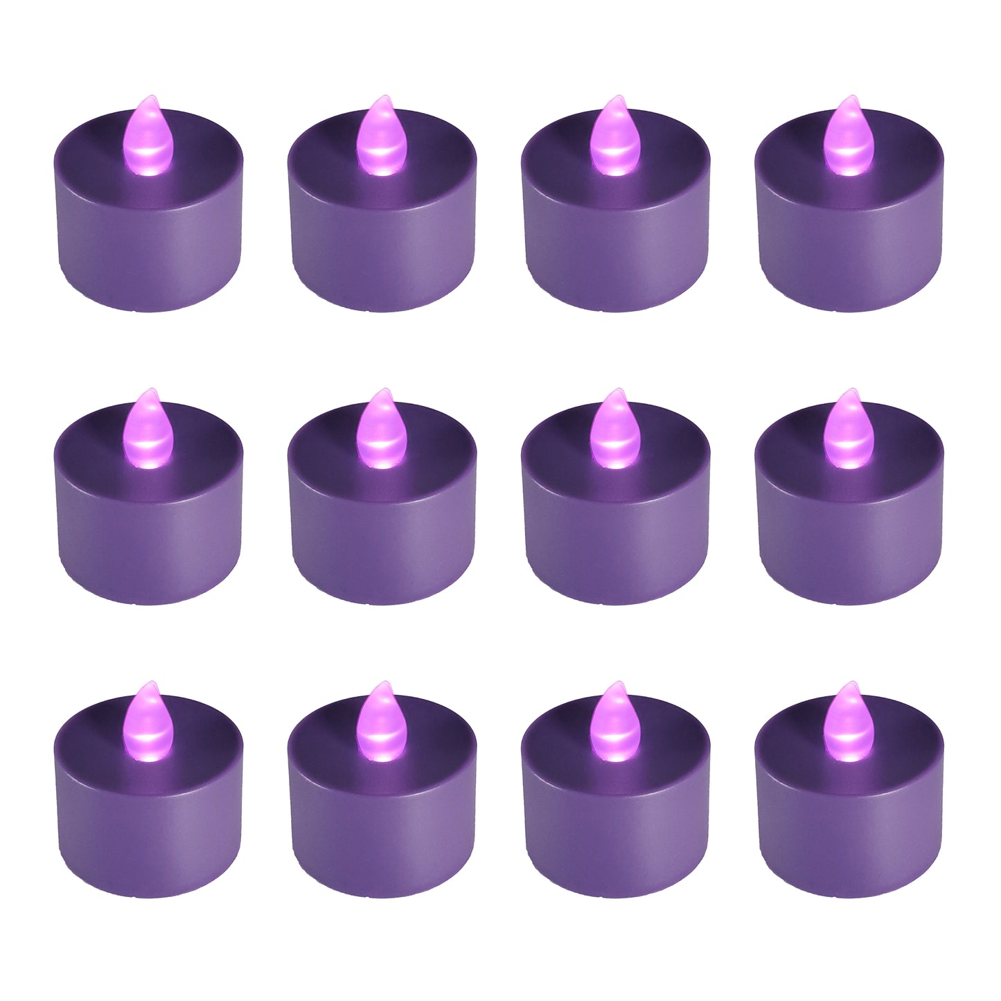 Battery Powered LED Tealights - Set of 12 - Purple