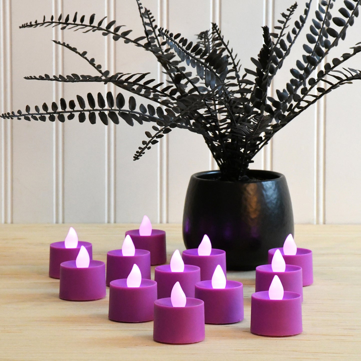 Battery Powered LED Tealights - Set of 12 - Purple