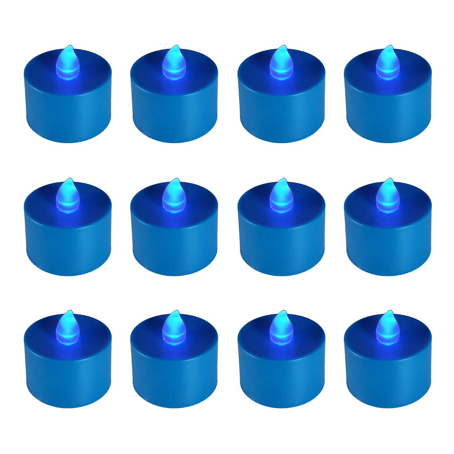 Battery Powered LED Tealights - Set of 12 - Blue