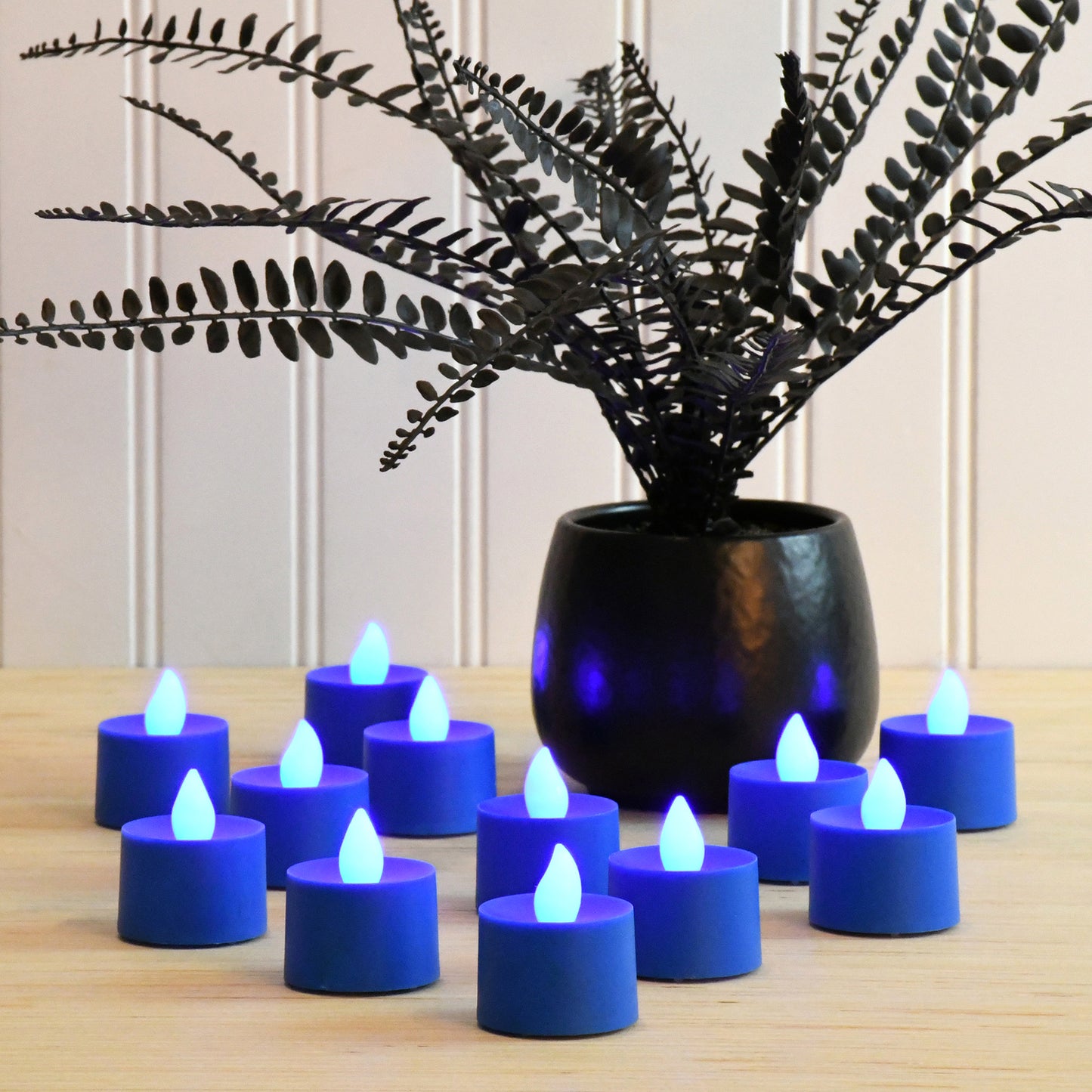 Battery Powered LED Tealights - Set of 12 - Blue