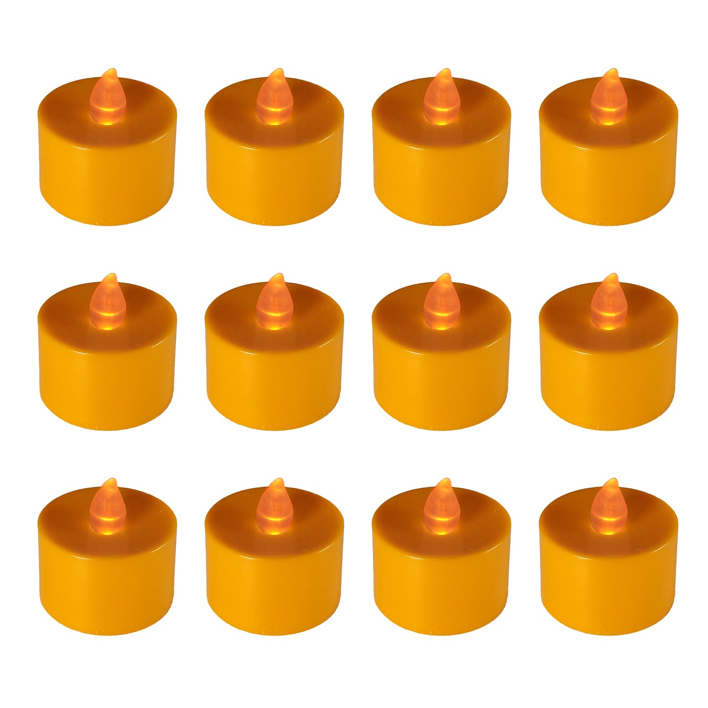 Battery Powered LED Flickering Tealights - Set of 12 - Orange