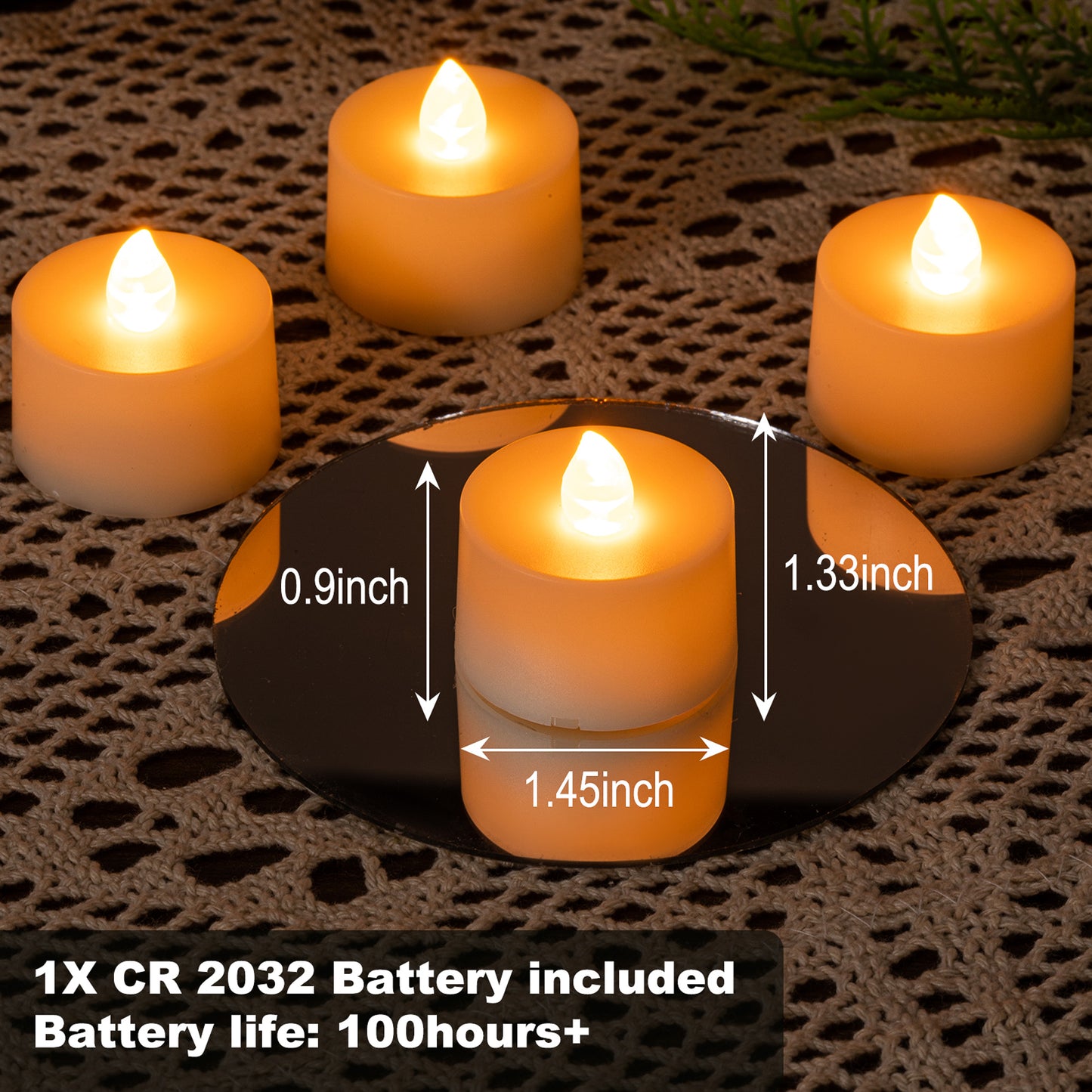 Battery Powered LED Flickering Tealights - Set of 12 - Orange