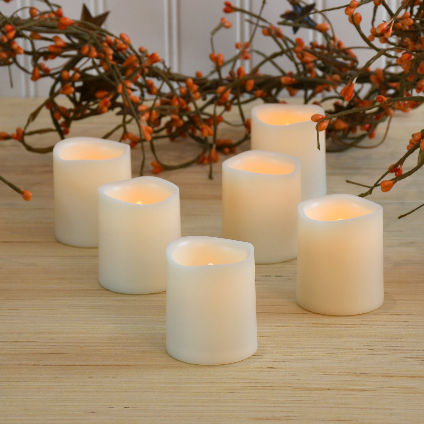 Battery Operated LED Mini Pillar Candles - Set of 6