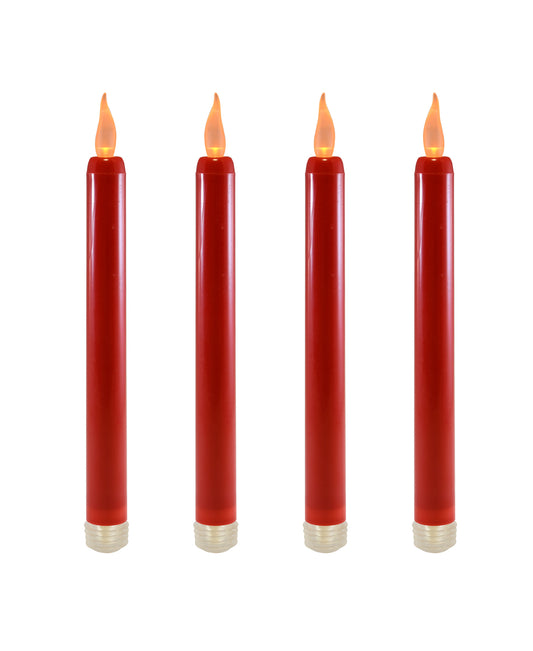 Battery Operated Taper Candles, Red - Set of 4