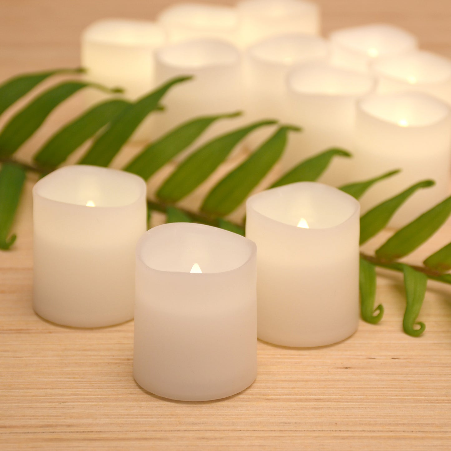 Battery Operated LED Votive Candles - Set of 12 - Warm White