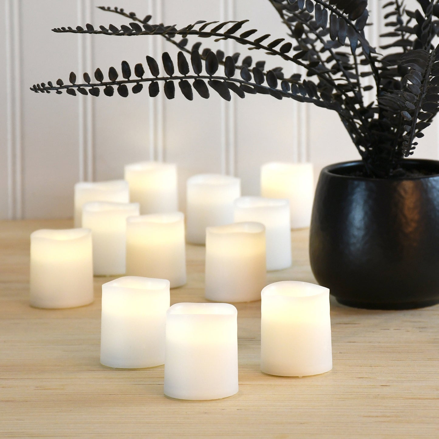 Battery Operated LED Votive Candles - Set of 12 - Warm White