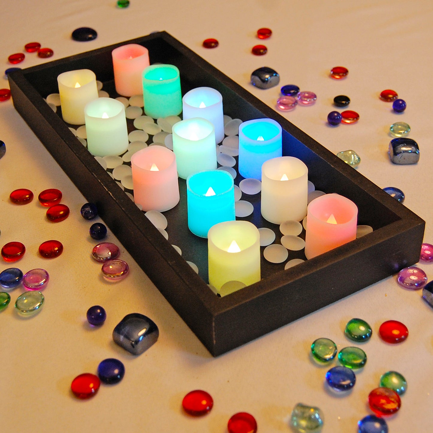 Battery Operated LED Votive Candles, Color Changing - Set of 12