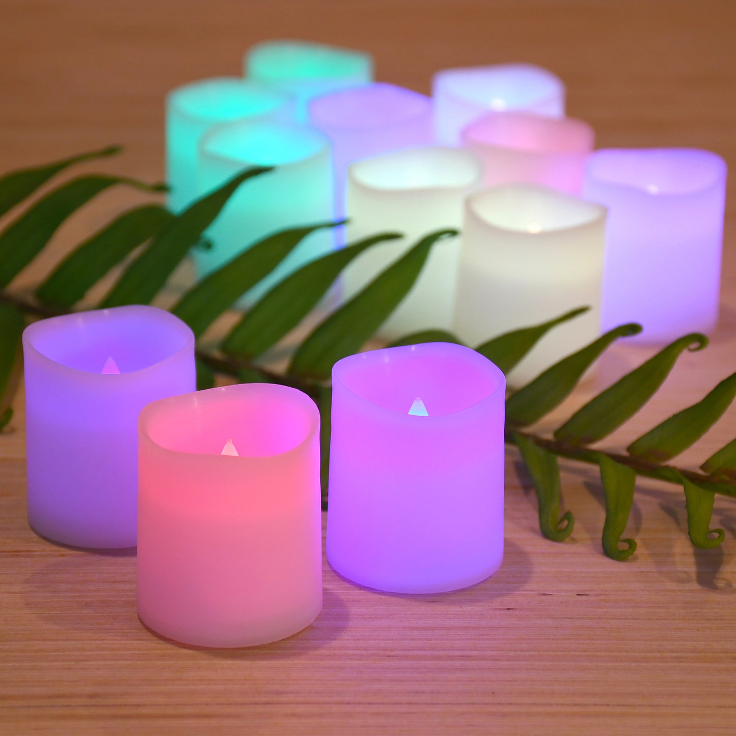 Battery Operated LED Votive Candles, Color Changing - Set of 12