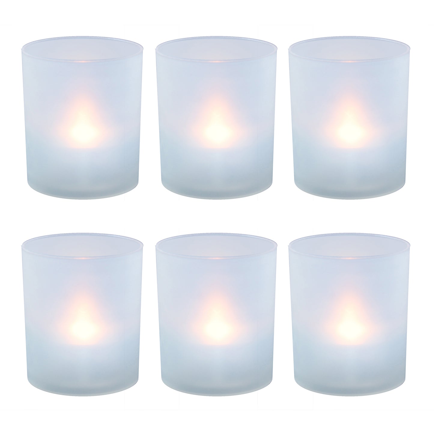 Frosted Votives with Battery Operated LED Lights - Set of 6 - Warm White