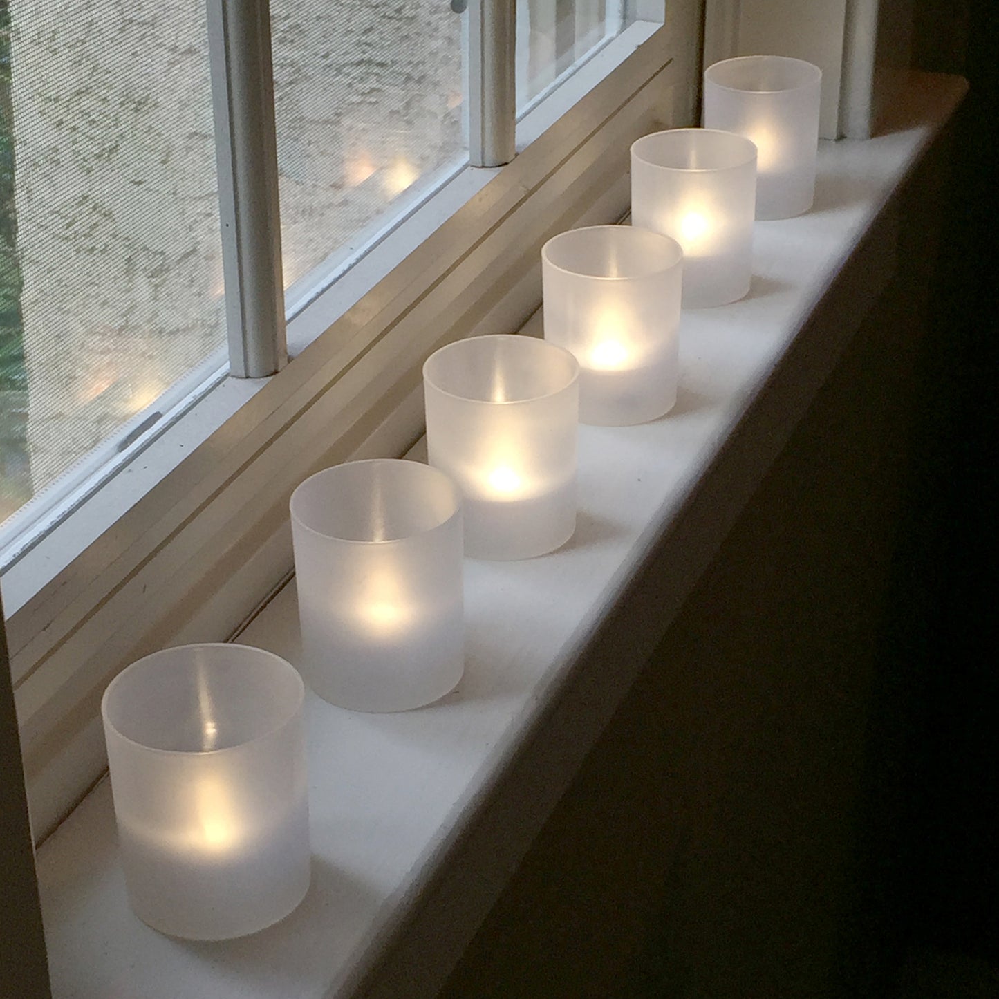 Frosted Votives with Battery Operated LED Lights - Set of 6 - Warm White