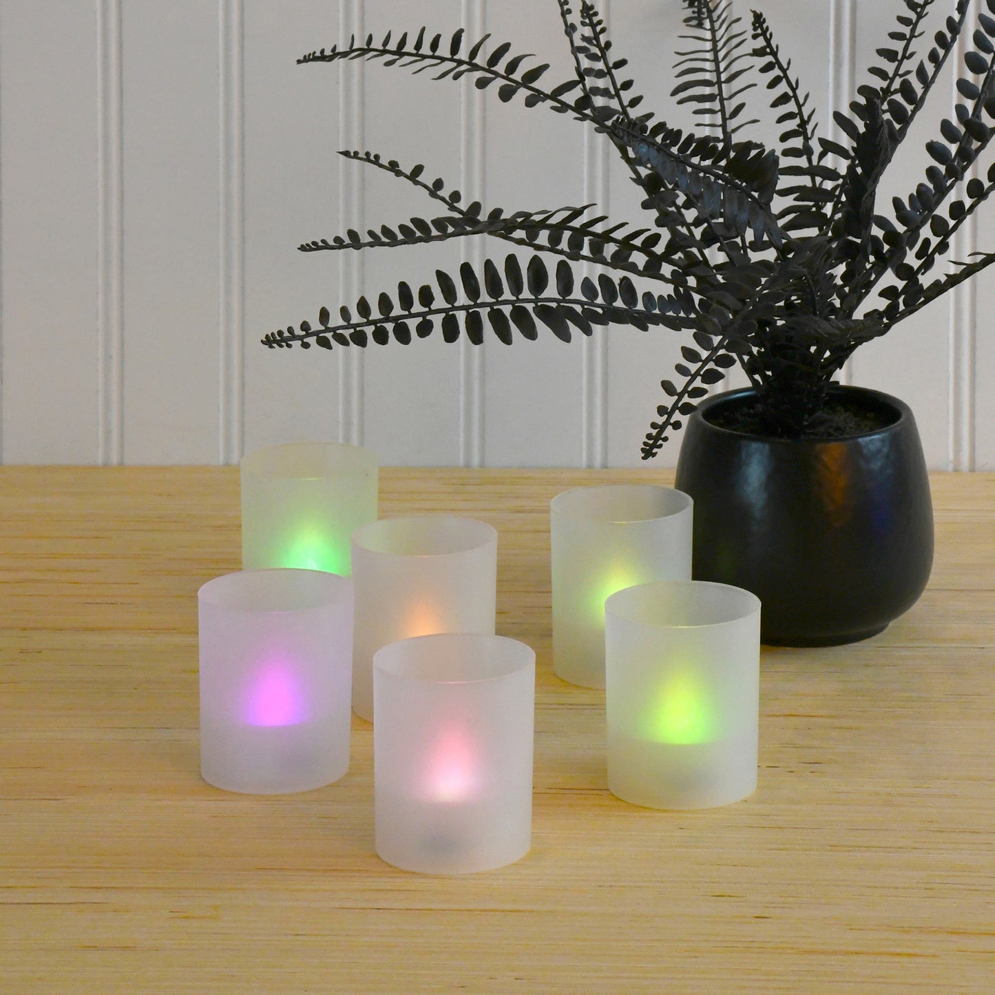 Frosted Votives with Battery Operated LED Lights, Color Changing - Set of 6