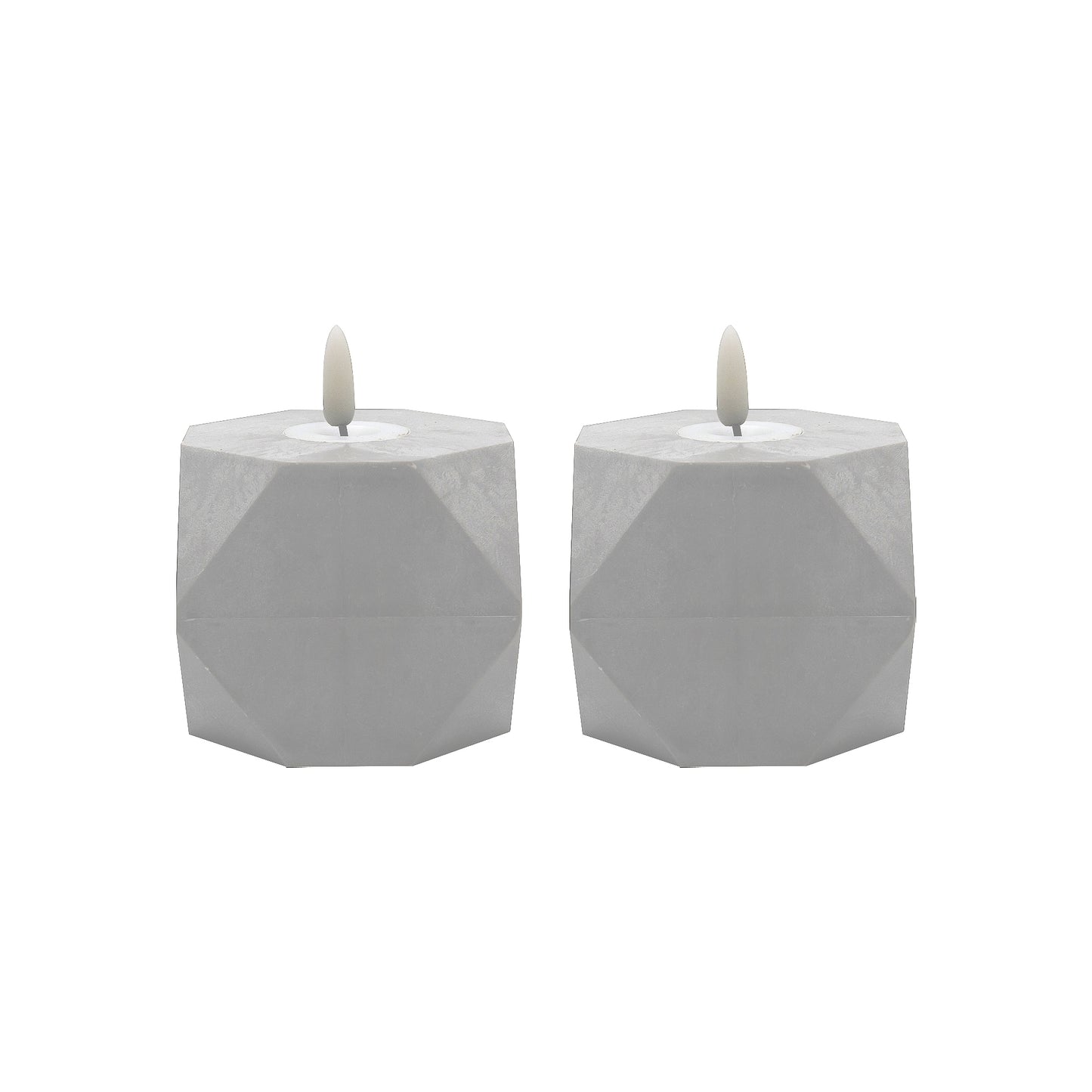 Battery Operated Geometric Candles with 3D Wick Flame - Set of 2