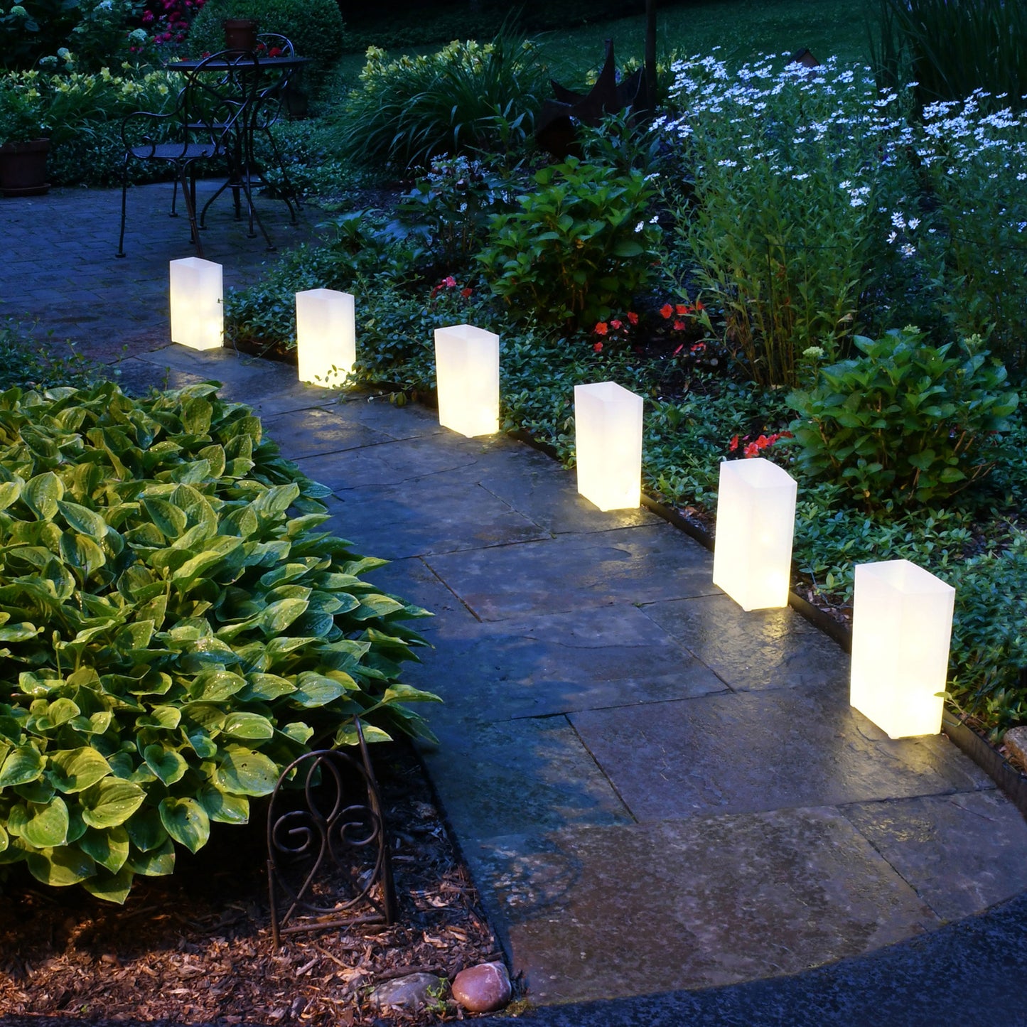 Remote Control Battery Operated LED Luminaria Kit - Set of 6 - White