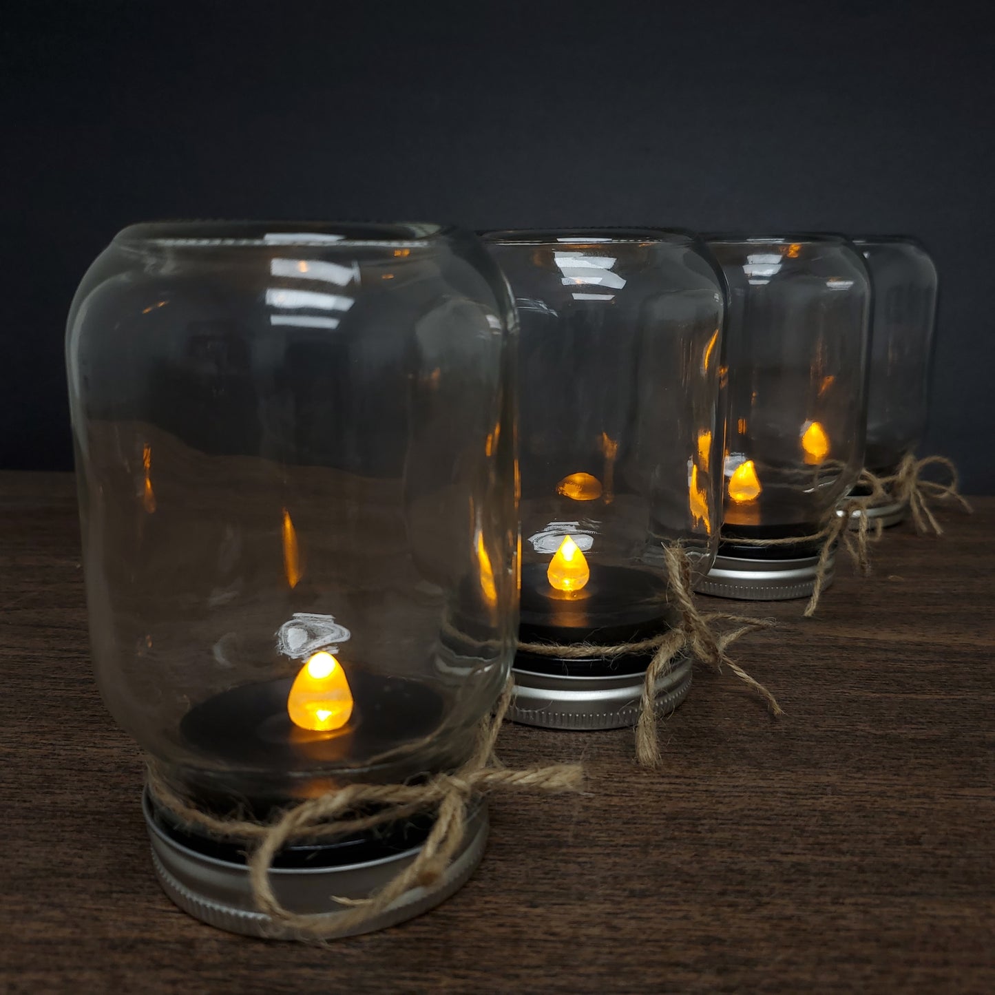 Extra Large Battery Operated Tea Lights with Amber Lights and Remote Control - Set of 4 - Black