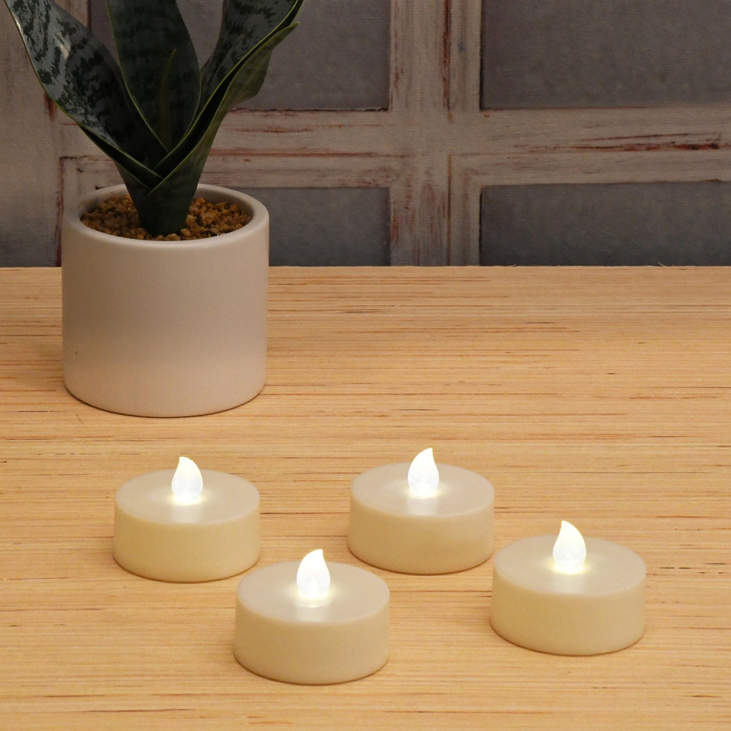 Extra Large Battery Operated Tea Lights with White Lights and Remote Control - Set of 4 - White