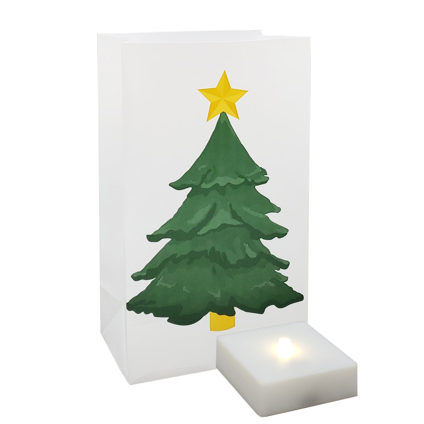 Battery Operated LED Luminaria Kit, Holiday Tree - Set of 6