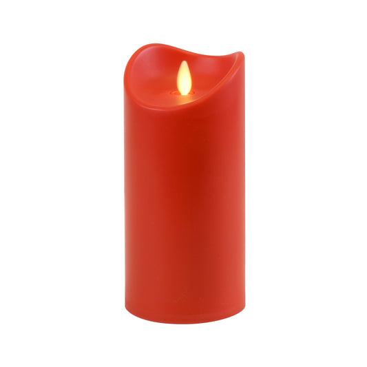 Battery Operated 5" Red Pillar Candle with Flickering Flame