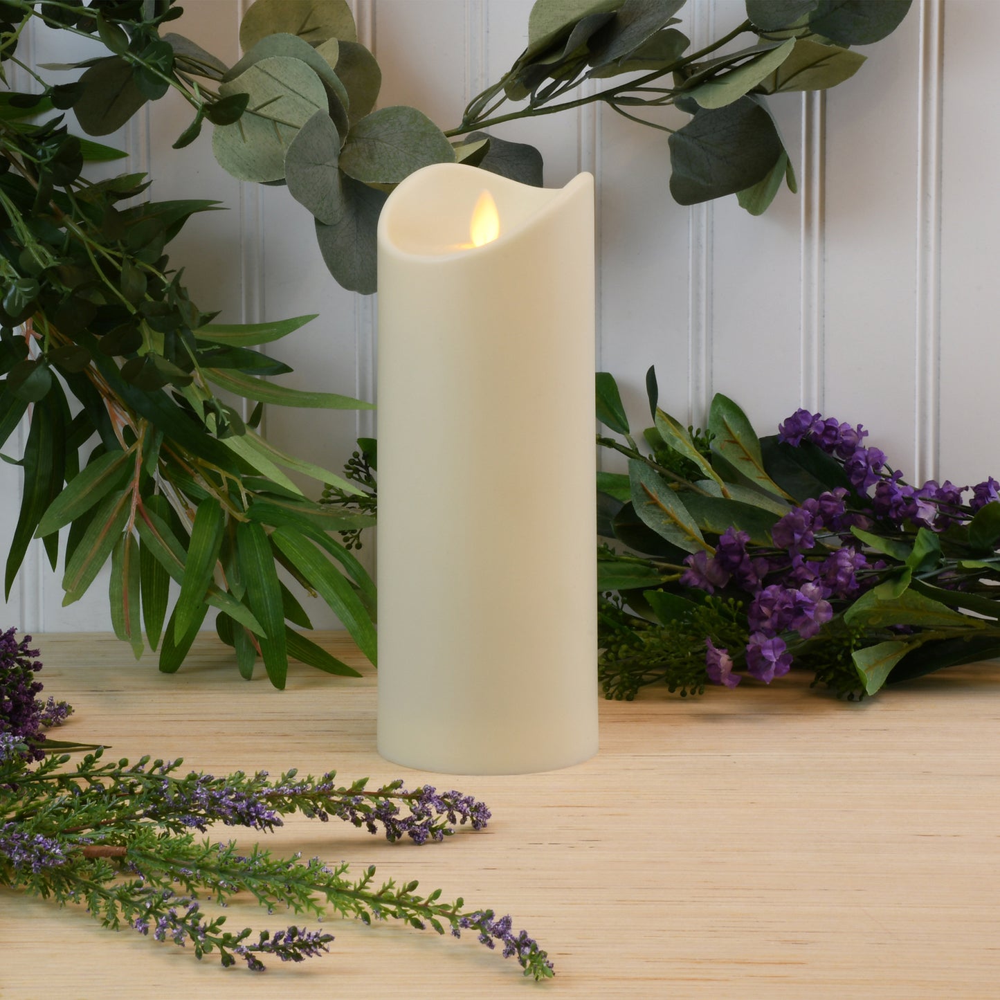 Battery Operated 12" Pillar Candle with Flickering Flame