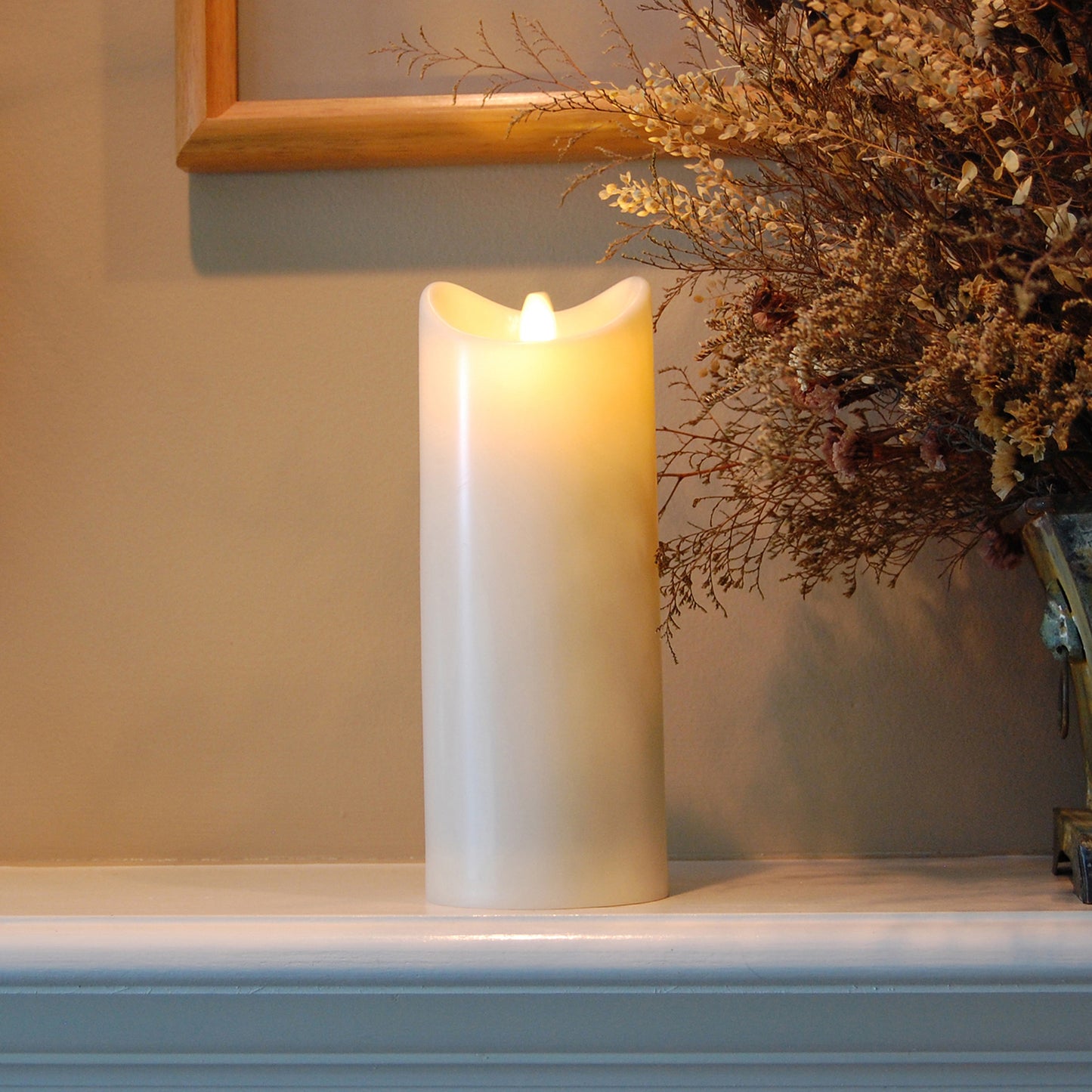 Battery Operated 12" Pillar Candle with Flickering Flame